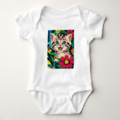 Schattigee Kitten in Pop Art schilderstijl Romper (Voorkant)