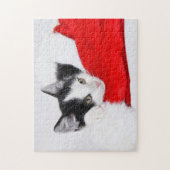 Schattigee Kitten in Santa Hat Legpuzzel (Verticaal)
