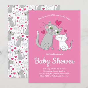 Schattigee Kitten Kat Baby shower Mama en Baby Kaart