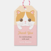 Schattigee kitten kat dank u verjaardagsfeestje ca cadeaulabel (Voorkant)