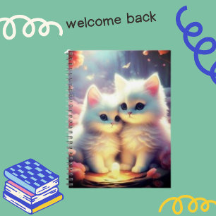 Schattigee kitten kat & licht met vlinders spranke notitieboek