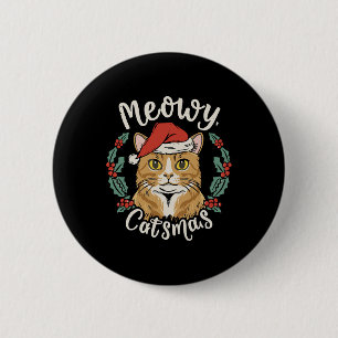 Schattigee Kitten Kerstman Hat Meowy Catmas Mannen Ronde Button 5,7 Cm