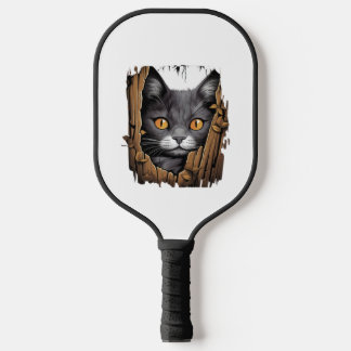 Schattigee kitten looks van gescheurde stof - Cats Pickleball Paddle