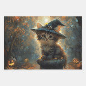 Schattigee kitten met een heks Pet decoupage Inpakpapier Vel (Voorkant 3)
