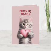 Schattigee Kitten met Hart Valentijn Kaart (Voorkant)