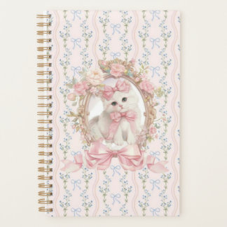 Schattigee kitten met roze strikjes en bloemig Not Planner