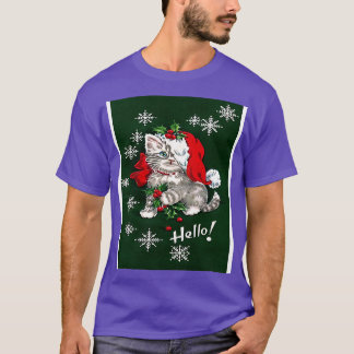 Schattigee kitten rode boog sneeuwvlokken t-shirt