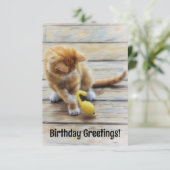 Schattigee Kitten Spelen Leuke Verjaardag Flat Kaa Bedankkaart (Staand voorkant)