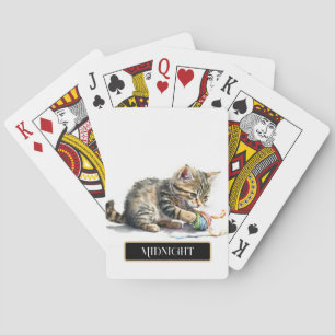 Schattigee kitten spelen met garen personaliseren pokerkaarten