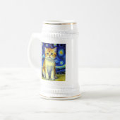 Schattigee kitten Sterrennacht Van Gogh Bierpul (Voorkant links)
