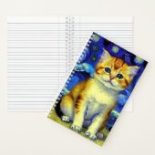 Schattigee kitten Sterrennacht Van Gogh Notitieboek (Binnen)