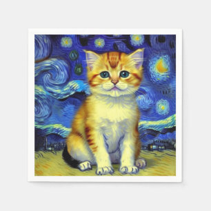 Schattigee kitten Sterrennacht Van Gogh Servet