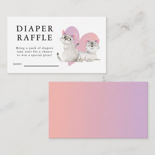 Schattigee Kitten Theme Twins Baby shower Luier Ra Informatiekaartje (Voorkant / Achterkant)