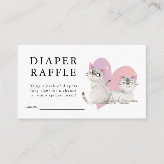 Schattigee Kitten Theme Twins Baby shower Luier Ra Informatiekaartje (Voorkant)