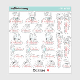 Schattigee Kittens Aangepaste naamlabels | School Sticker