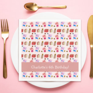 Schattigee Kittens en geschenken Patroon Roze Kids Servet