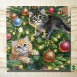 Schattigee Kittens in de kerstboom Legpuzzel