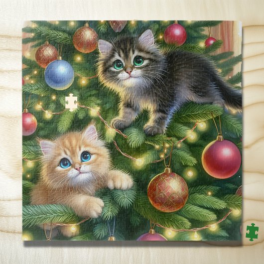 Schattigee Kittens in de kerstboom Legpuzzel