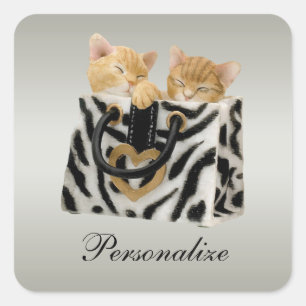 Schattigee Kittens in Zebra Print Handtas Stickers