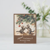 Schattigee Kittens kerstboom Feestdagenkaart (Staand voorkant)