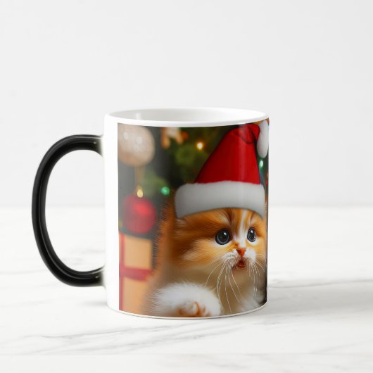 Schattigee kittens met Sinterklaas en rendieren pe Magische Mok (Links)