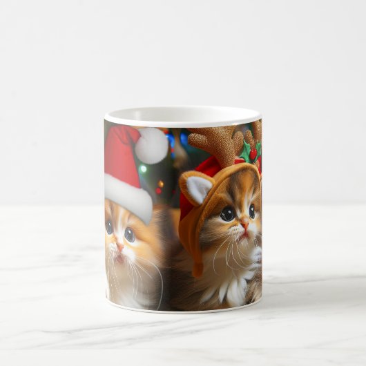 Schattigee kittens met Sinterklaas en rendieren pe Magische Mok (Center)