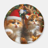 Schattigee kittens met Sinterklaas en rendieren pe Magneet (Voorkant)