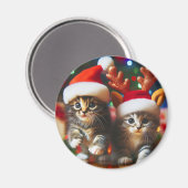 Schattigee kittens met Sinterklaas en rendieren pe Magneet (Voorkant / Achterkant)