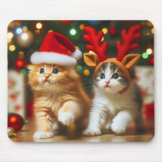 Schattigee kittens met Sinterklaas en rendieren pe Muismat (Voorkant)