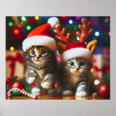 Schattigee kittens met Sinterklaas en rendieren pe Poster (Voorkant)