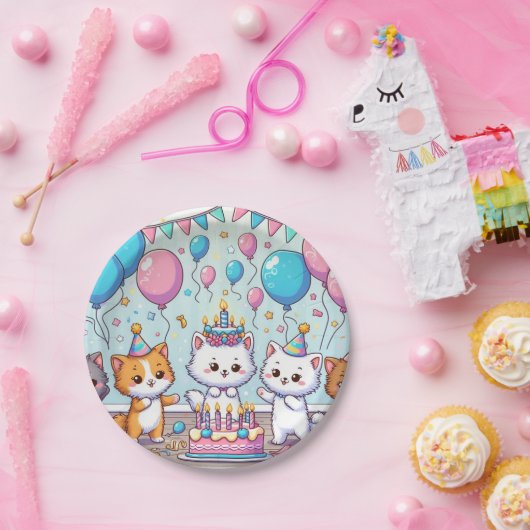Schattigee Kittens Verjaardagsfeest Borden Papieren Bordje (Feest)