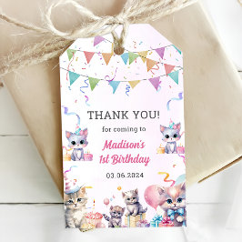 Schattigee Kitty Cat 1e verjaardagsfeestje cadeau Cadeaulabel