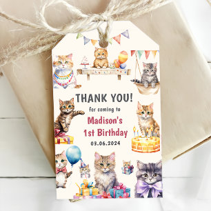 Schattigee Kitty Cat 1e verjaardagsfeestje cadeau Cadeaulabel