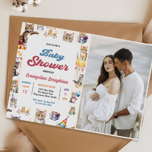 Schattigee Kitty Cat Baby shower Party Foto Kaart