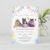 Schattigee Kitty Cat Baby shower Party Kaart (Staand voorkant)