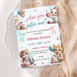 Schattigee Kitty Cat Baby shower Party Kaart