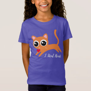 Schattigee Kitty Cat I Steal Hearts T-shirt