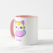 Schattigee Kitty Cat Kawaii Gepersonaliseerde naam Mok (Voorkant links)