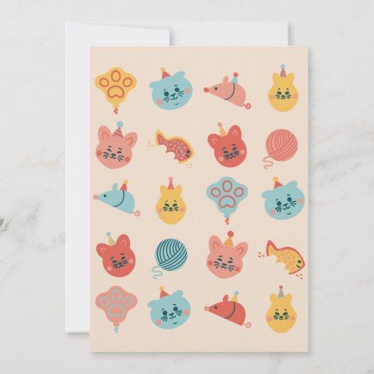 Schattigee Kitty Cat verjaardagsfeestje voor kinde Kaart (Achterkant)