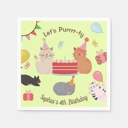 Schattigee Kitty Cats Kind verjaardagsfeestje Servet (Voorkant)