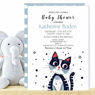 Schattigee Kitty Kat Baby shower Uitnodiging
