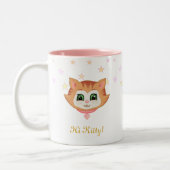 Schattigee kitty poes en sterren in pastelkleuren tweekleurige koffiemok (Links)