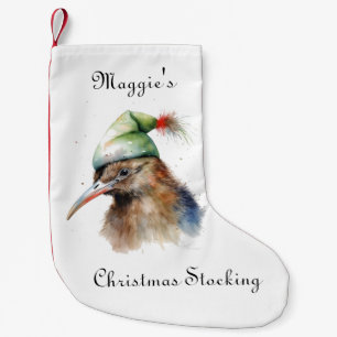 Schattigee Kiwi Bird in Christmas Elf Pet, op maat Kleine Kerstsok