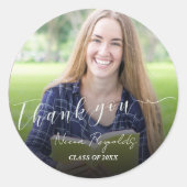 Schattigee Klasse van 2024 Foto Afstuderen Dank u Ronde Sticker (Voorkant)
