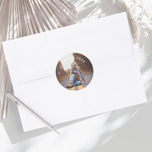 Schattigee Klasse van Foto Afstuderen Envelope Sea Ronde Sticker