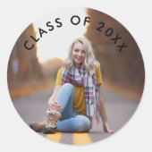 Schattigee Klasse van Foto Afstuderen Envelope Sea Ronde Sticker (Voorkant)