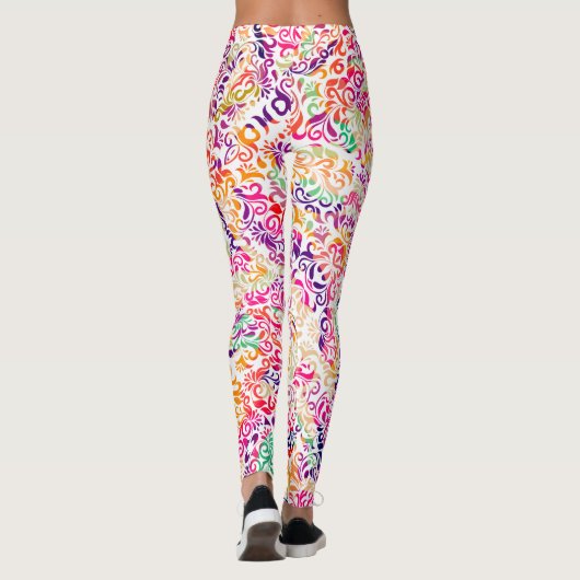 Schattigee klassieke kleurrijke bloemmotief leggin leggings (Achterkant)