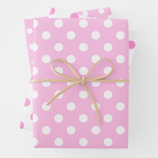 Schattigee klassieke roze en witte Polka Dot Inpakpapier Vel (In situ)