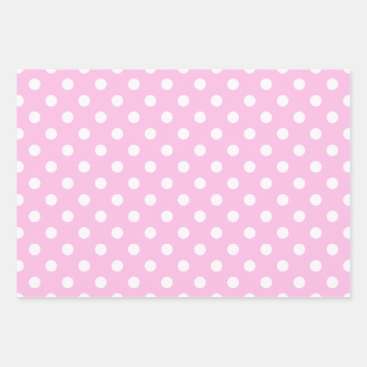 Schattigee klassieke roze en witte Polka Dot Inpakpapier Vel (Voorkant)