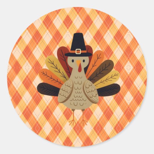 Schattigee, klassieke /  Thanksgiving Turkije Ronde Sticker (Voorkant)